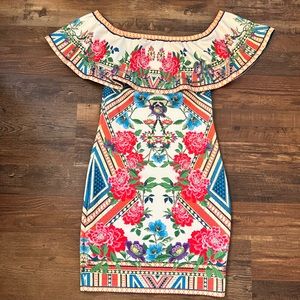 Colorful Off-the-Shoulder Cocktail Dress